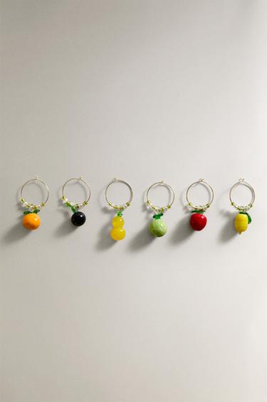 PACK OF GLASS FRUIT GLASS MARKERS (PACK OF 6) - Printed by Zara