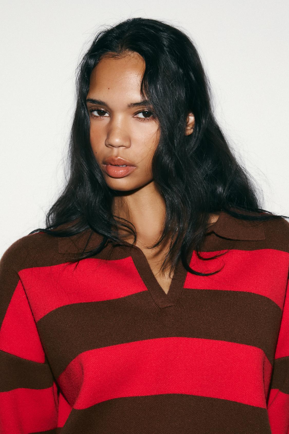 STRIPED KNIT POLO SHIRT