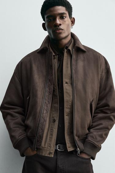 BLOUSON MATELASSÉ EFFET DAIM - Marron de Zara - Image 4