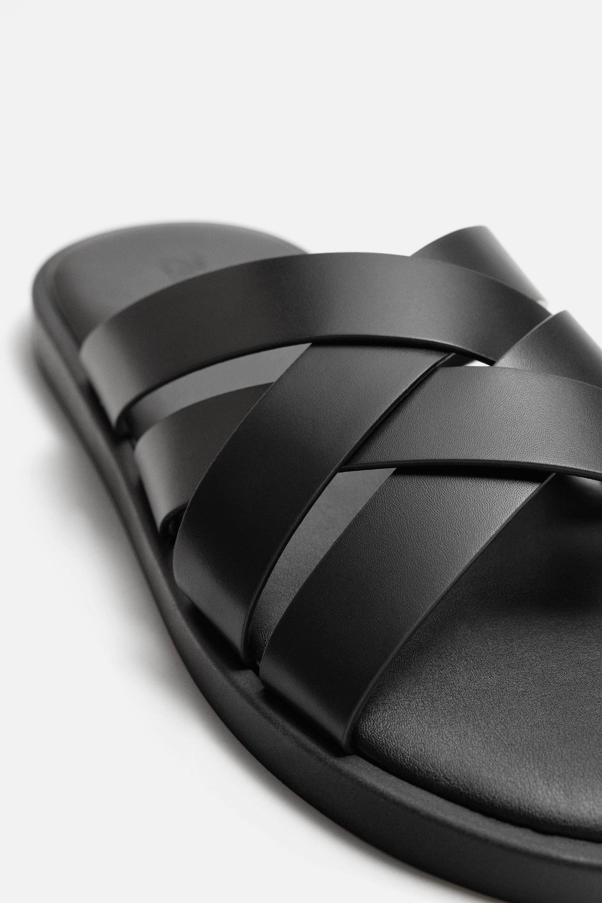 LEATHER STRAP SANDALS - Black | ZARA United States