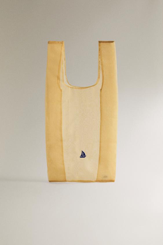 Zara BOAT EMBROIDERED BAG - Yellow - Image 0