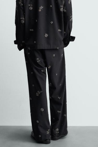 RELAXED FIT SEQUIN TROUSERS - Dark navy by Zara - Image 2