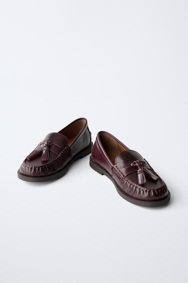 LEATHER TASSEL LOAFERS LIMITED EDITION - Burgundy Red by Zara - Image 2