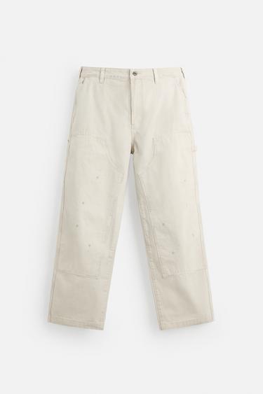 PANTALÓN BOLSILLO CARPINTERO SALPICADURAS - Blanco roto de Zara