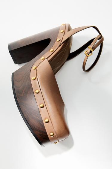 Zaras PLATÅSKOR I SKINN - Brun