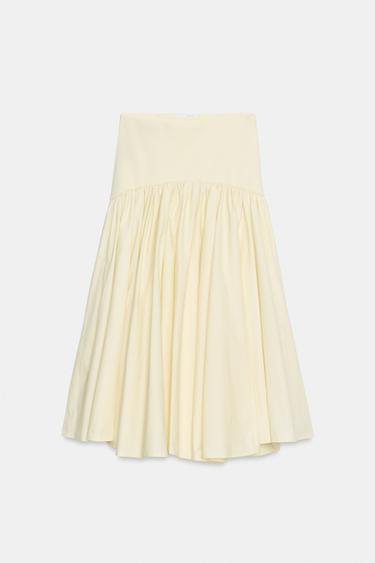 JUPE BIMATIÈRE EN INTERLOCK - Jaune clair de Zara - Image 4