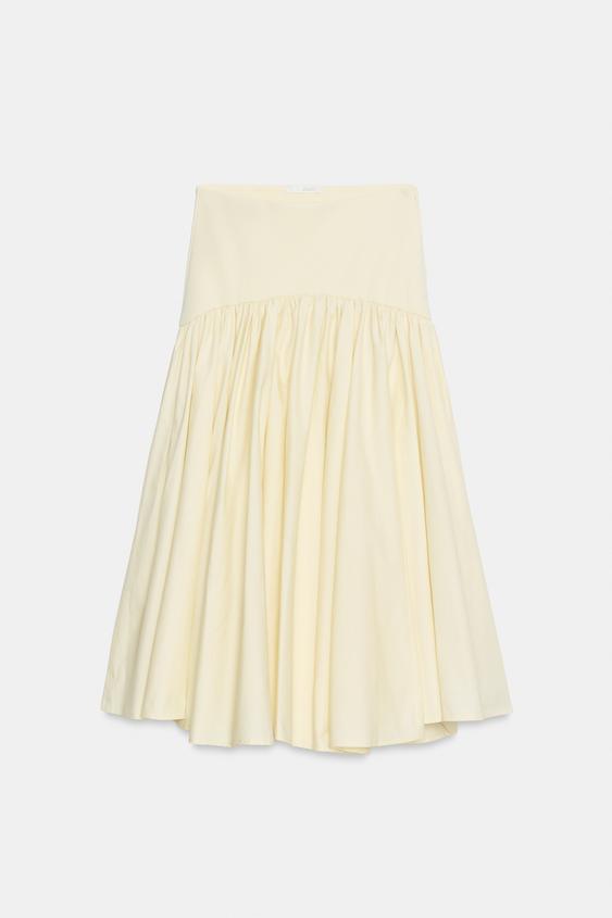 JUPE BIMATIÈRE EN INTERLOCK - Jaune clair de Zara - Image 4