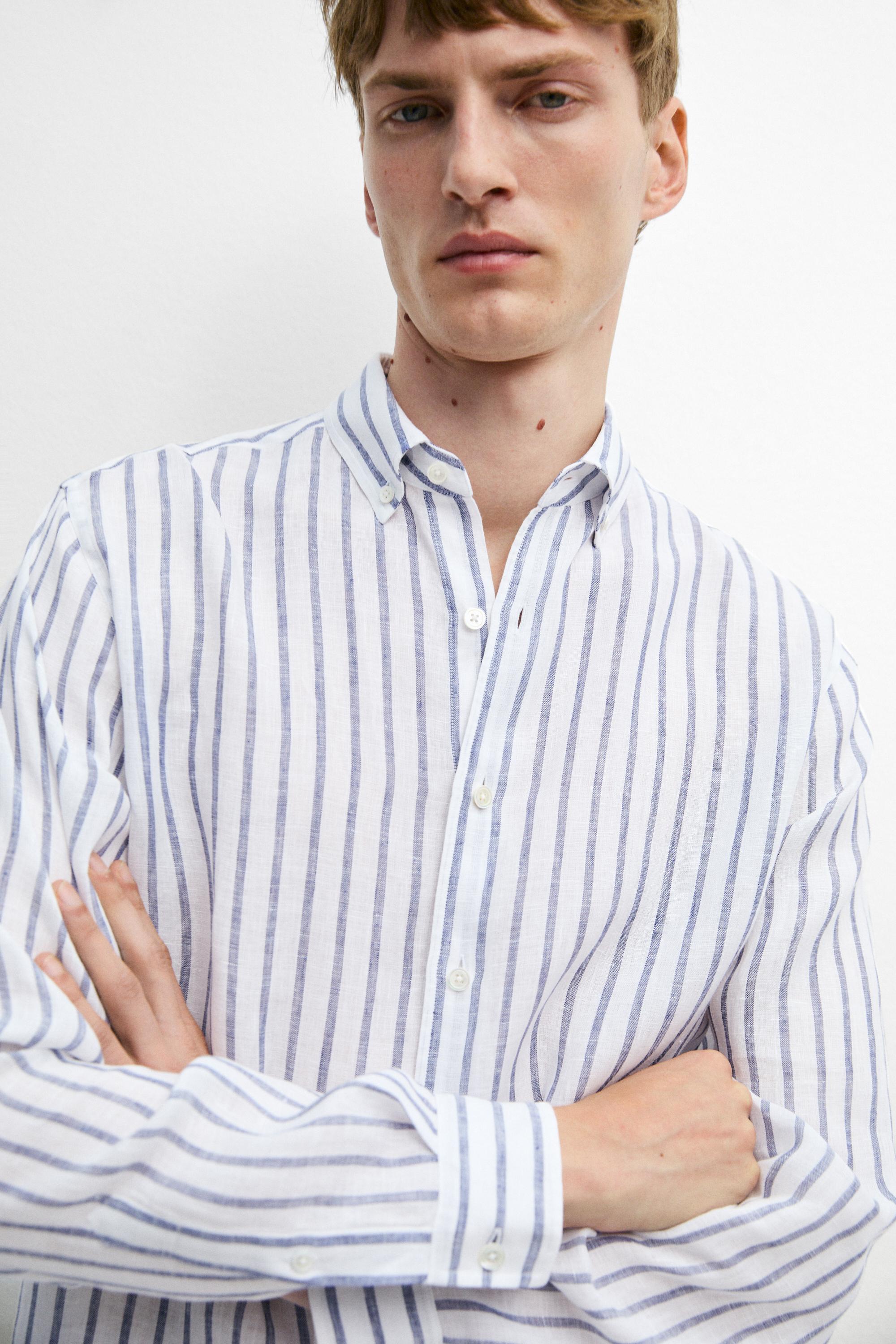 100% linen striped shirt
