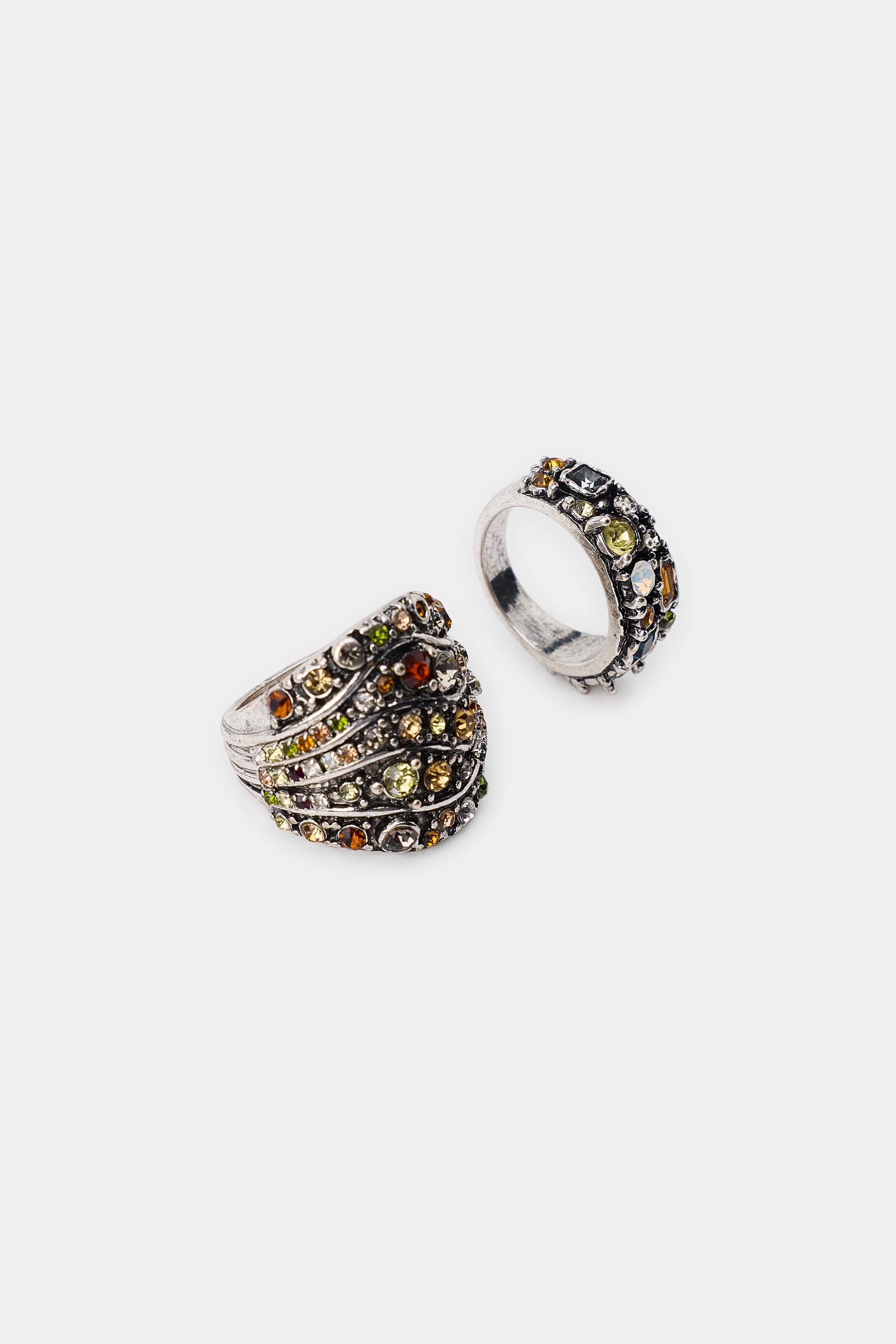 LOT DE 2 BAGUES MÉTALLIQUES BIJOUX