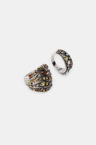 PACK OF 2 JEWEL METAL RINGS - Silver by Zara - Image 2