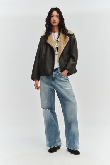 ZW COLLECTION DOUBLE-FACED JACKET - Brown / Ecru by Zara