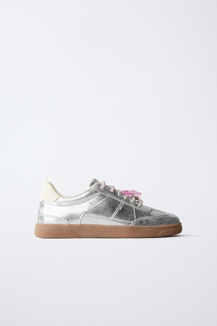 CHARM METALLIC TRAINERS Silver ZARA Australia