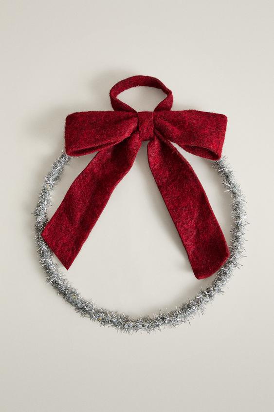 Zara CHRISTMAS WREATH WITH LIGHT AND BOW - Silver - Image 0