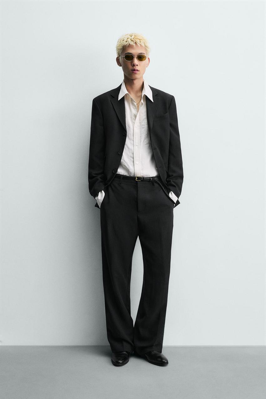 Zara - Relaxed Fit Viscose - Linen Suit Jacket - Black - 36 (Us 36) - Man Zara - Relaxed Fit Viscose - Linen Suit Jacket - Black - 36 (Us 36) - Man