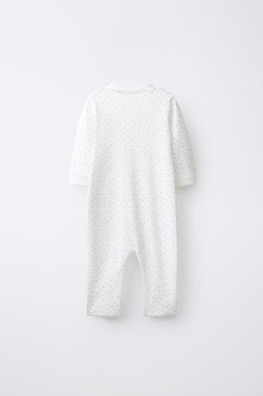 CONVERTIBLE FOOTED SPACE SLEEPSUIT — Ecru / Blue 2