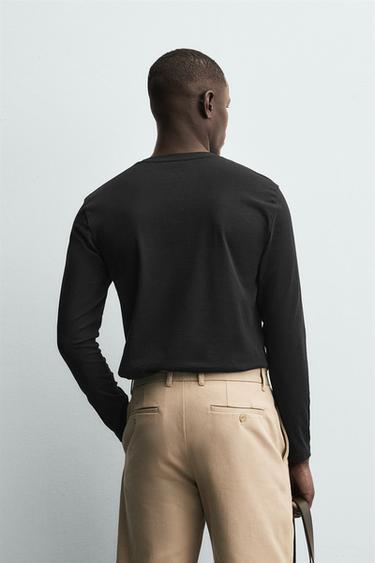 BASIC SLIM FIT T-SHIRT - Black by Zara - Image 2