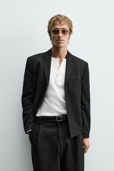 Zara TEXTURED BLAZER - Black