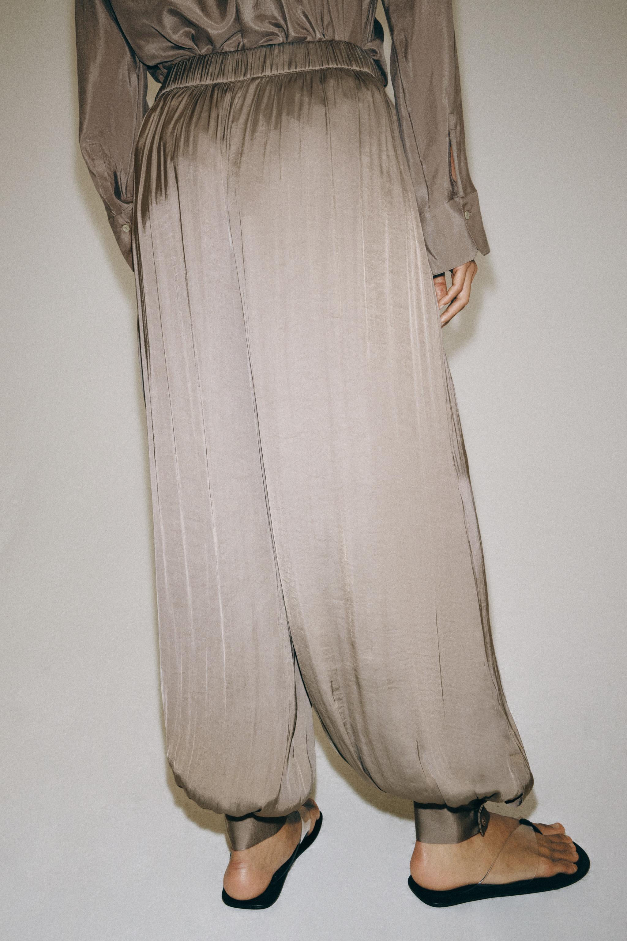 Женские брюки Zara ZW COLLECTION SATIN BALLOON PANTS — фото 3