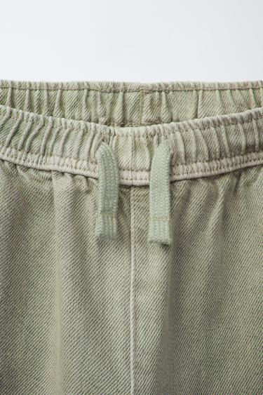 WASHED-EFFECT TWILL BALLOON TROUSERS - Light green by Zara - Image 2