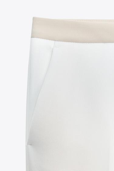 PANTALON DROIT TAILLE COMBINÉE - Blanc cassé de Zara - Image 7