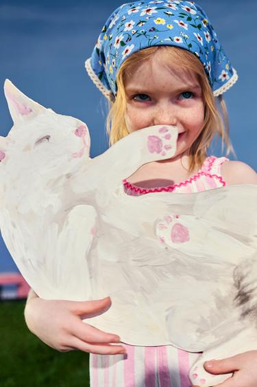 LONG STRIPED TWILL DUNGAREES - Pink by Zara