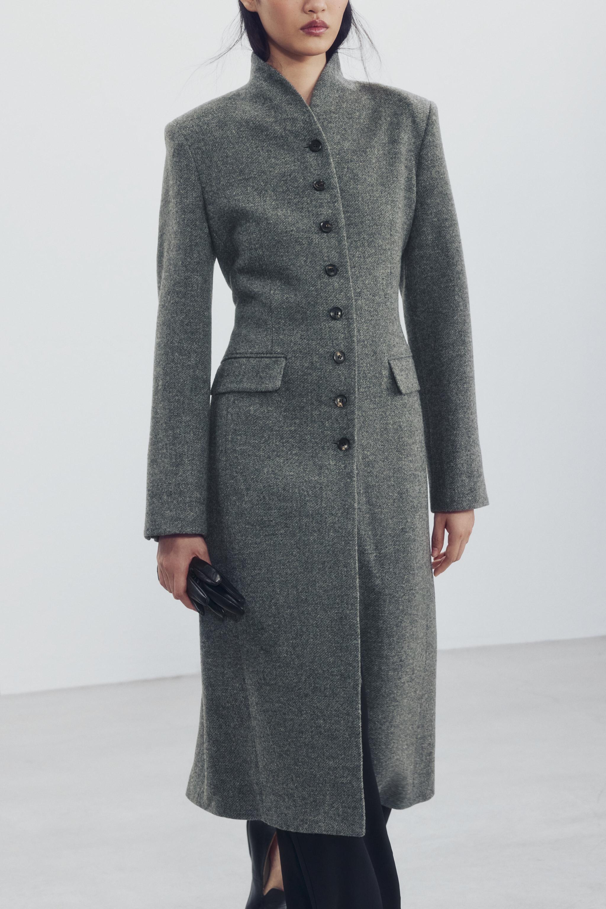 ZW COLLECTION ウールボタンコート - グレー | ZARA Japan / 日本