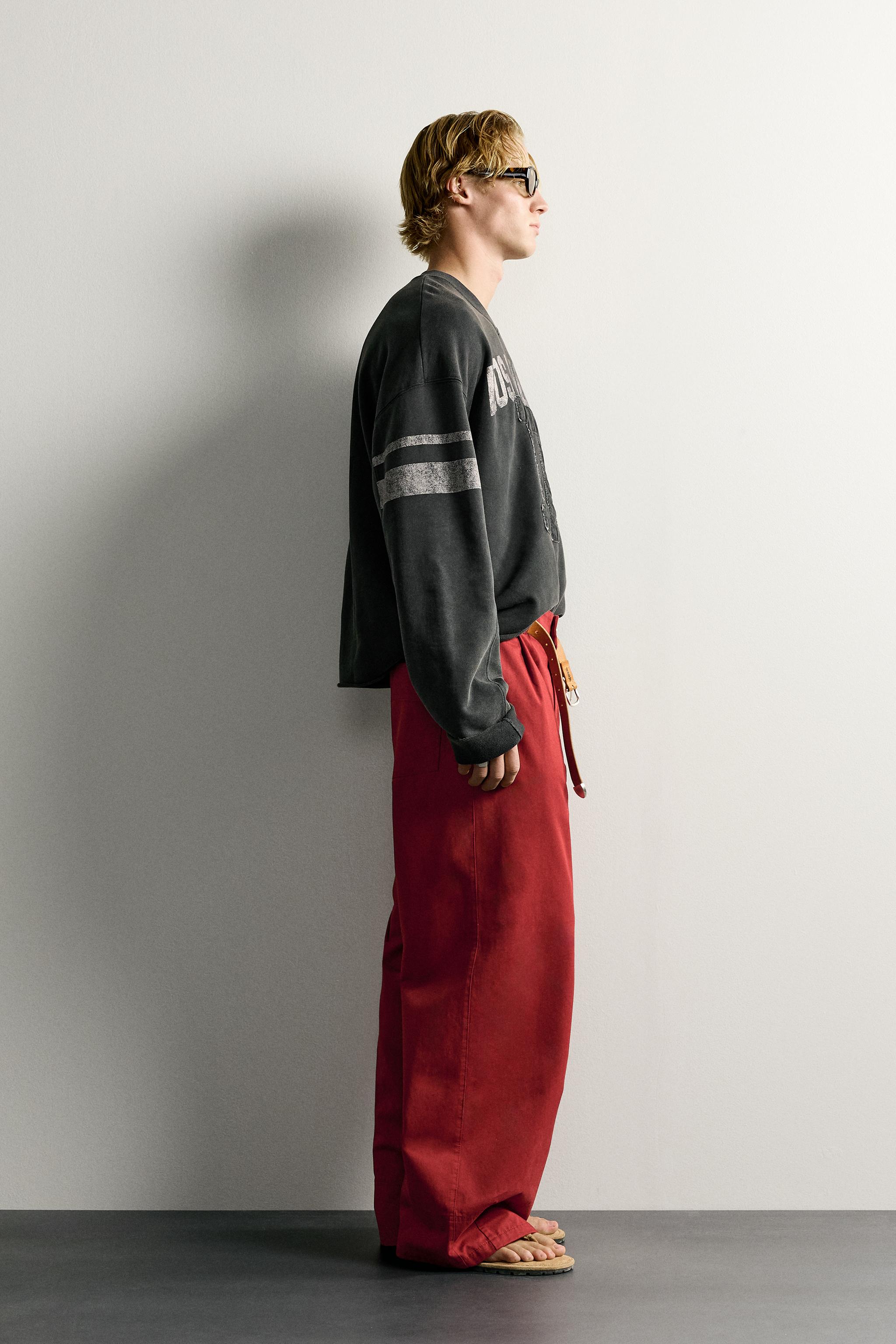 Мужские худи Zara VINTAGE WASHED PATCH CROPPED SWEATSHIRT — фото 4