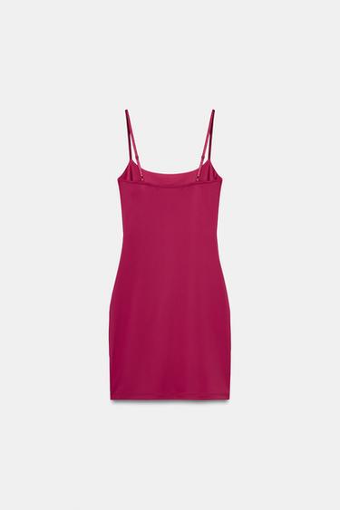 POLYAMIDE BLEND STRAPPY DRESS - Raspberry by Zara - Image 3