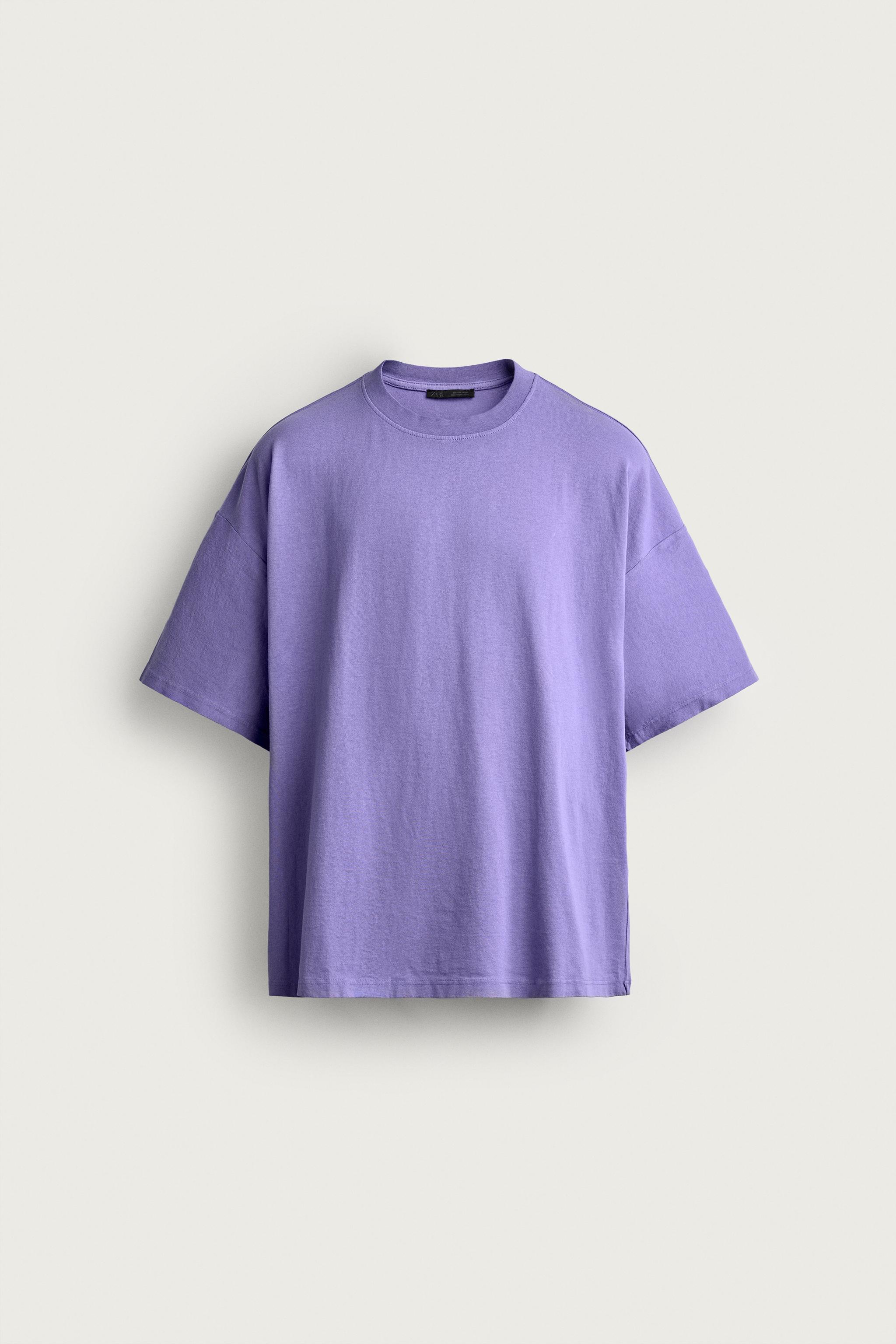 BASIC RELAXED FIT WASHED T-SHIRT — Purple