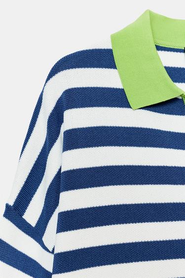 POLO EN MAILLE À RAYURES - rayures de Zara - Image 8