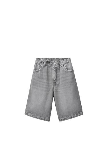 BAGGY DENIM BERMUDA SHORTS - Grey de Zara
