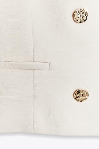 VESTE COURTE CROISÉE - Écru de Zara - Image 9