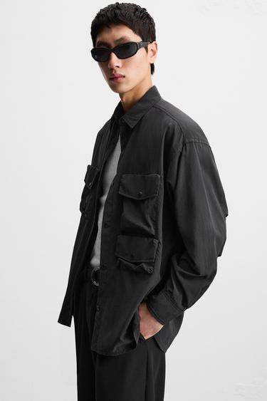 CHEMISE FLUIDE À POCHES UTILITAIRES - Noir de Zara - Image 5