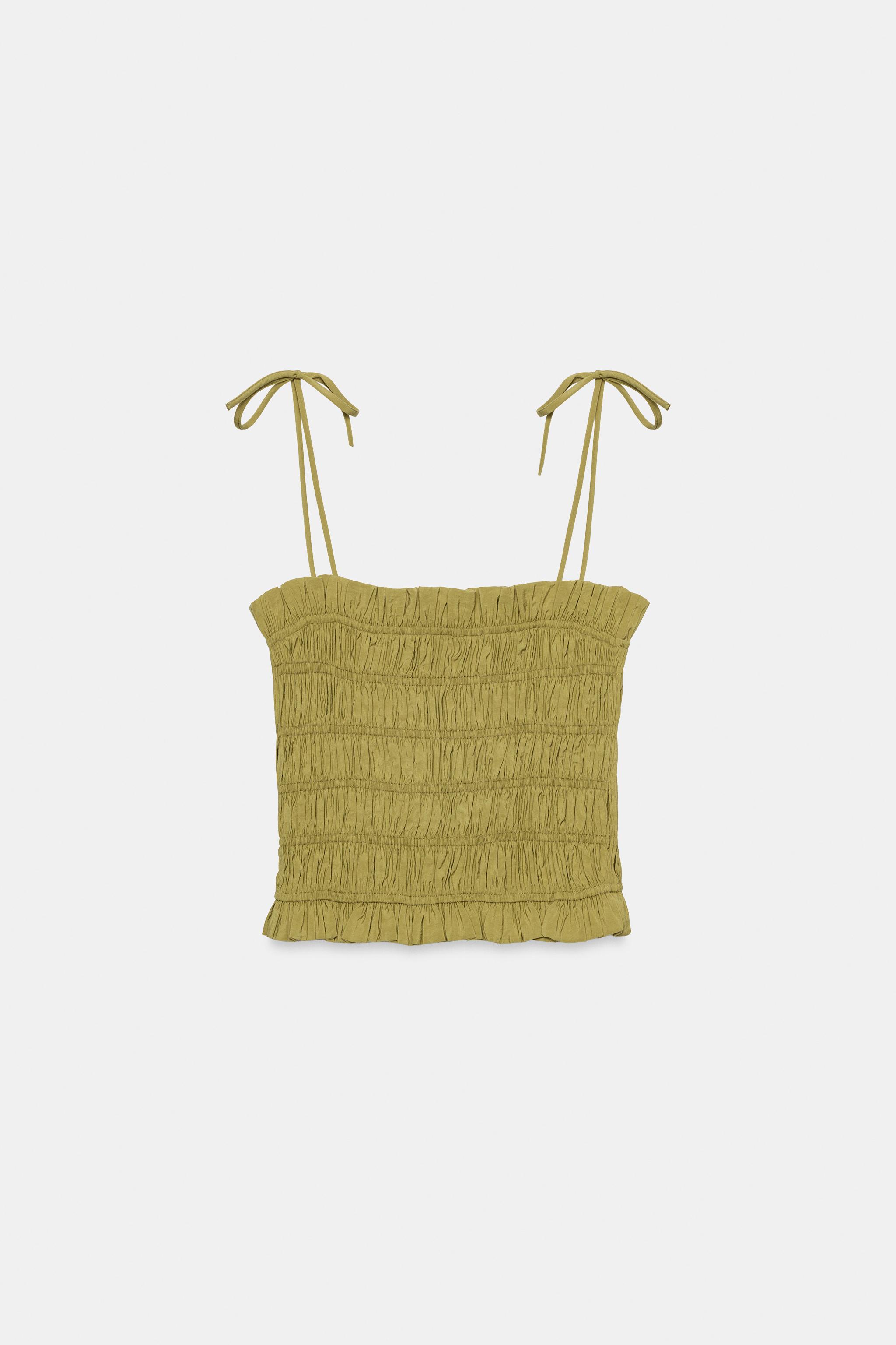 Zara BÜZGÜLÜ ÇİZGİLİ ASKILI TOP görsel 6