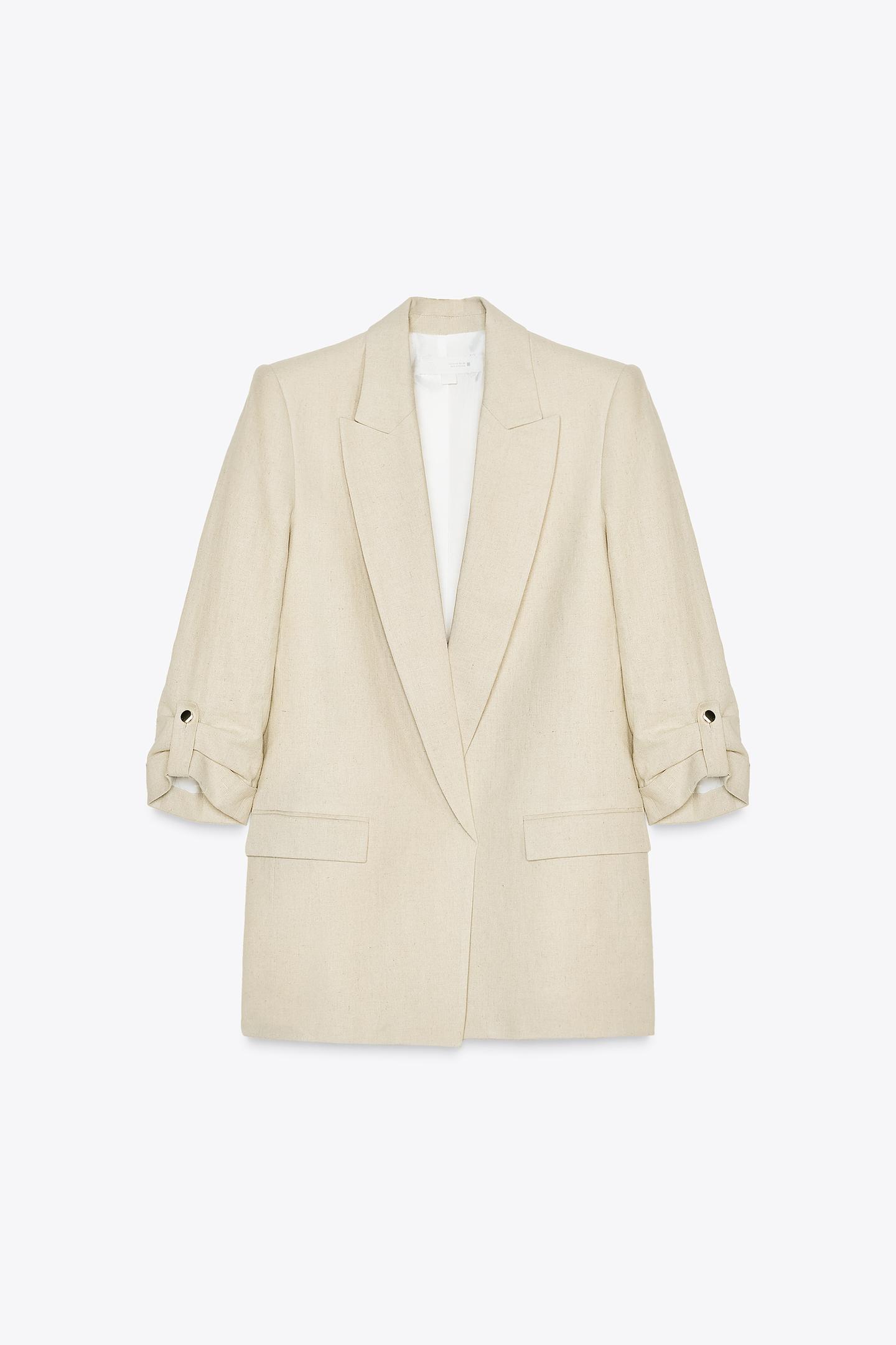 ROLL-UP SLEEVE LINEN BLEND BLAZER