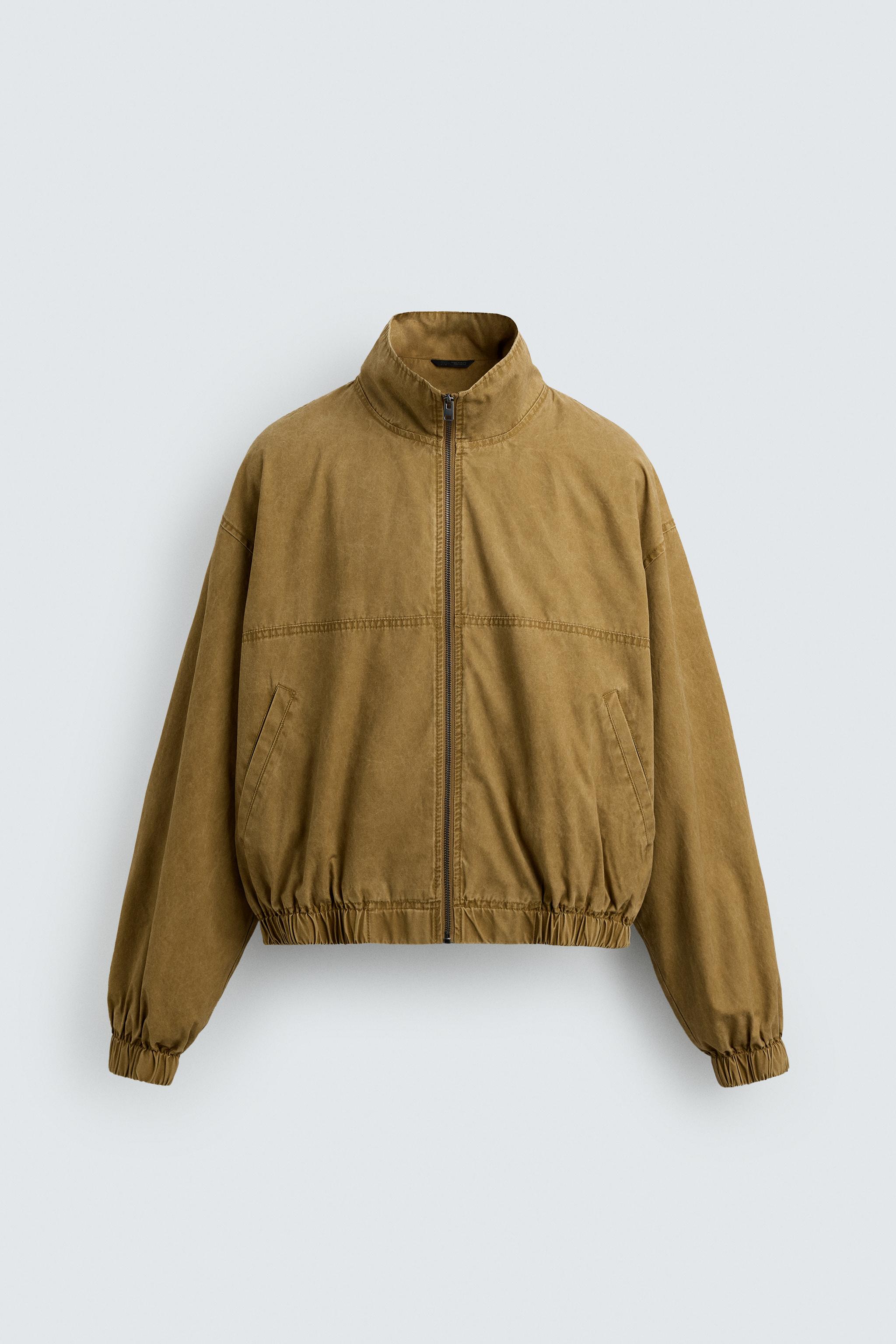 WASHED CROPPED FIT JACKET — camel