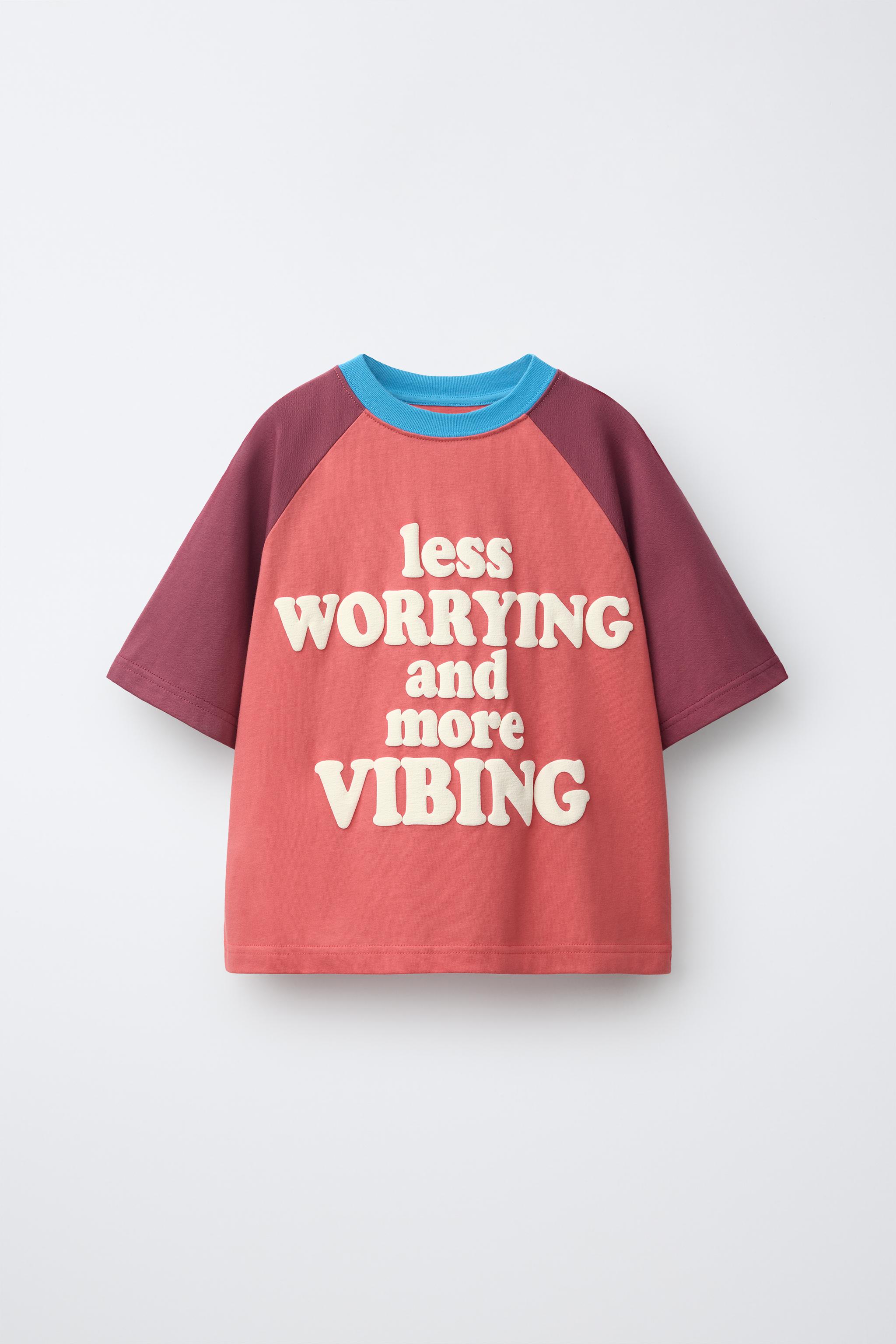 Детские футболки Zara TEXT PRINT RAGLAN T-SHIRT — фото 2
