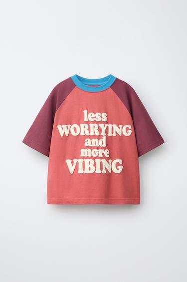 PRINTED RAGLAN SLEEVE T-SHIRT - Pink by Zara