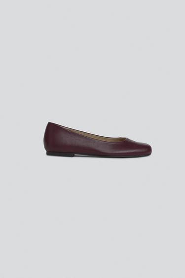 LIMITED EDITION LEATHER BALLET FLATS — Burgundy Red 2