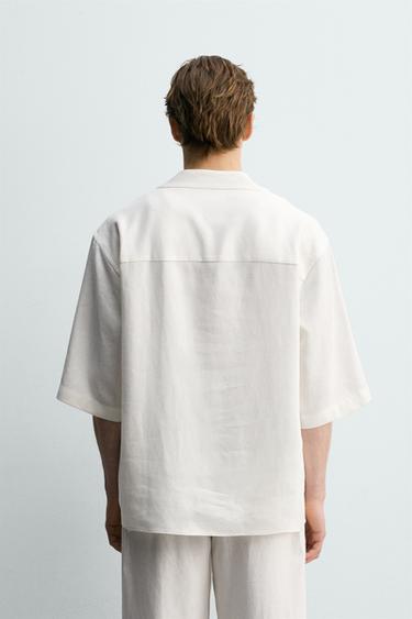 RELAXED FIT VISCOSE-HEMP SHIRT - Oyster-white by Zara - Image 2