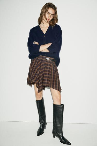 Zara PLAID MINI SKIRT WITH BUCKLE DETAIL - Multicolored