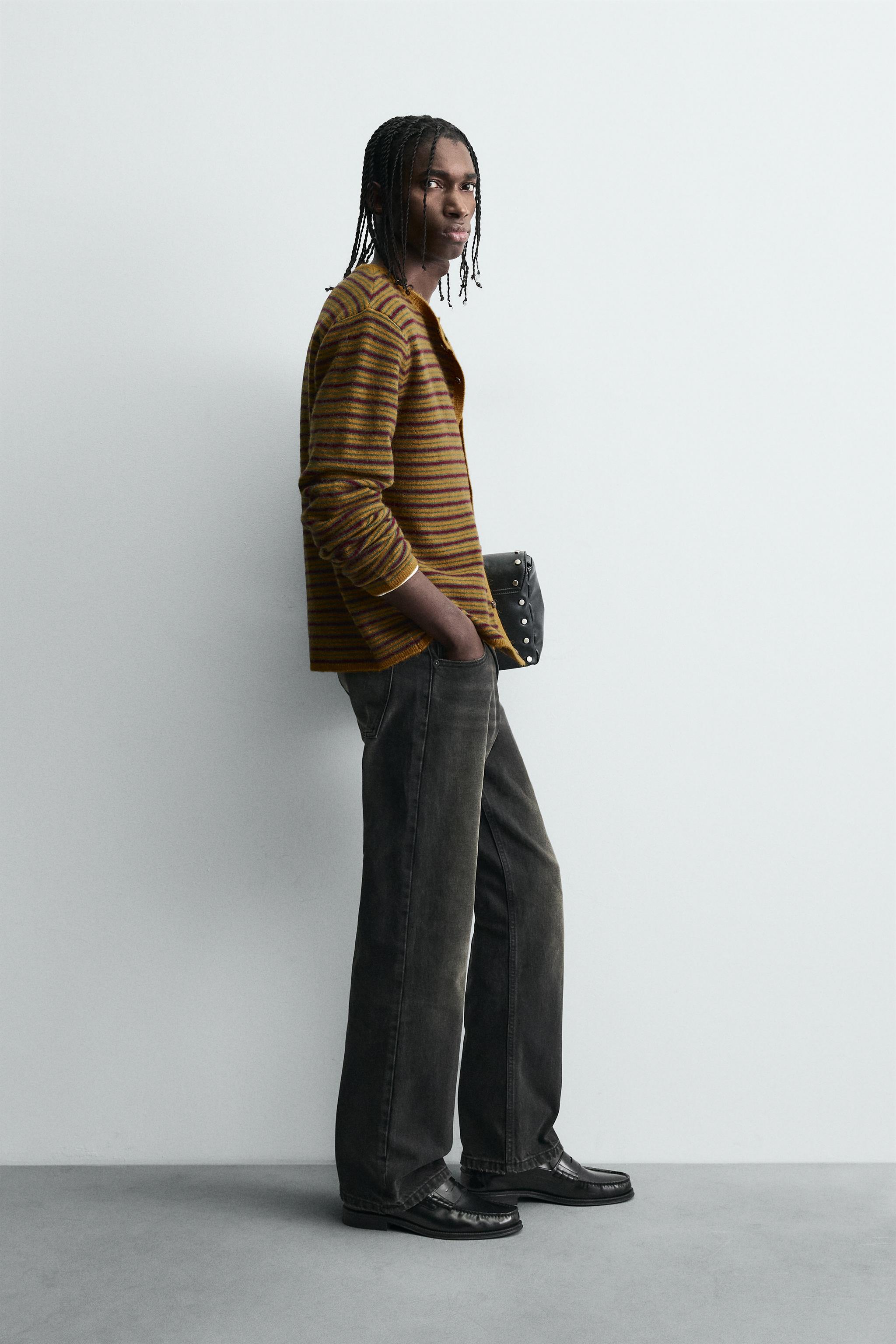 ストライプジャカードカーディガン - マスタード | ZARA Japan