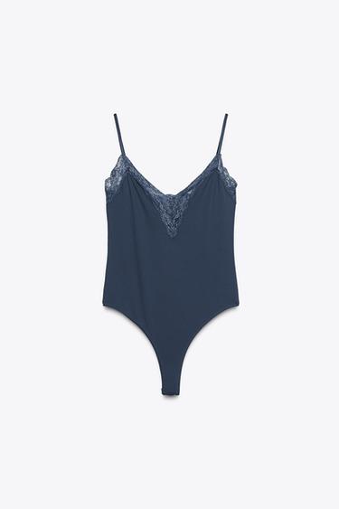 Zara LACE BODYSUIT - Blue