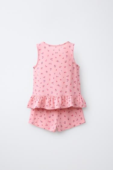 ENSEMBLE T-SHIRT ET SHORT IMPRIMÉ FLEURS - Rose délavé de Zara - Image 1