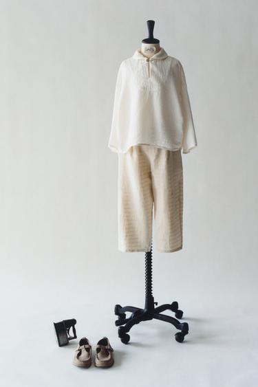Zara TEXTURED PLAID SHIRT - Ecru