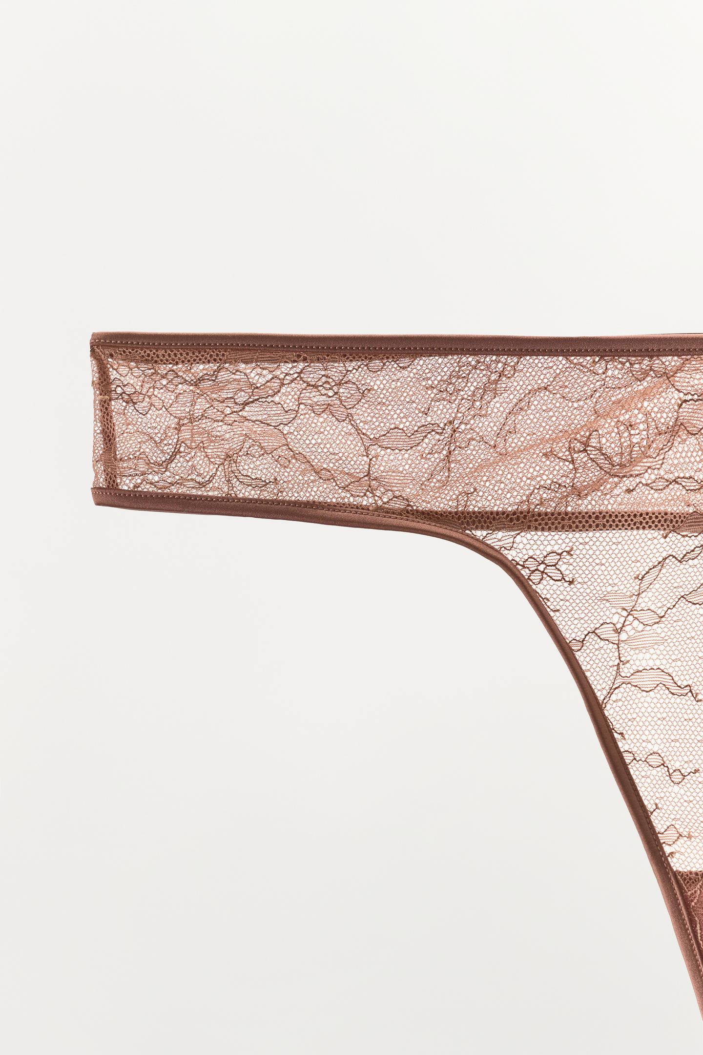 Трусы-стринги, кружево — Zara, цвет: Бледный розовый — фото 7