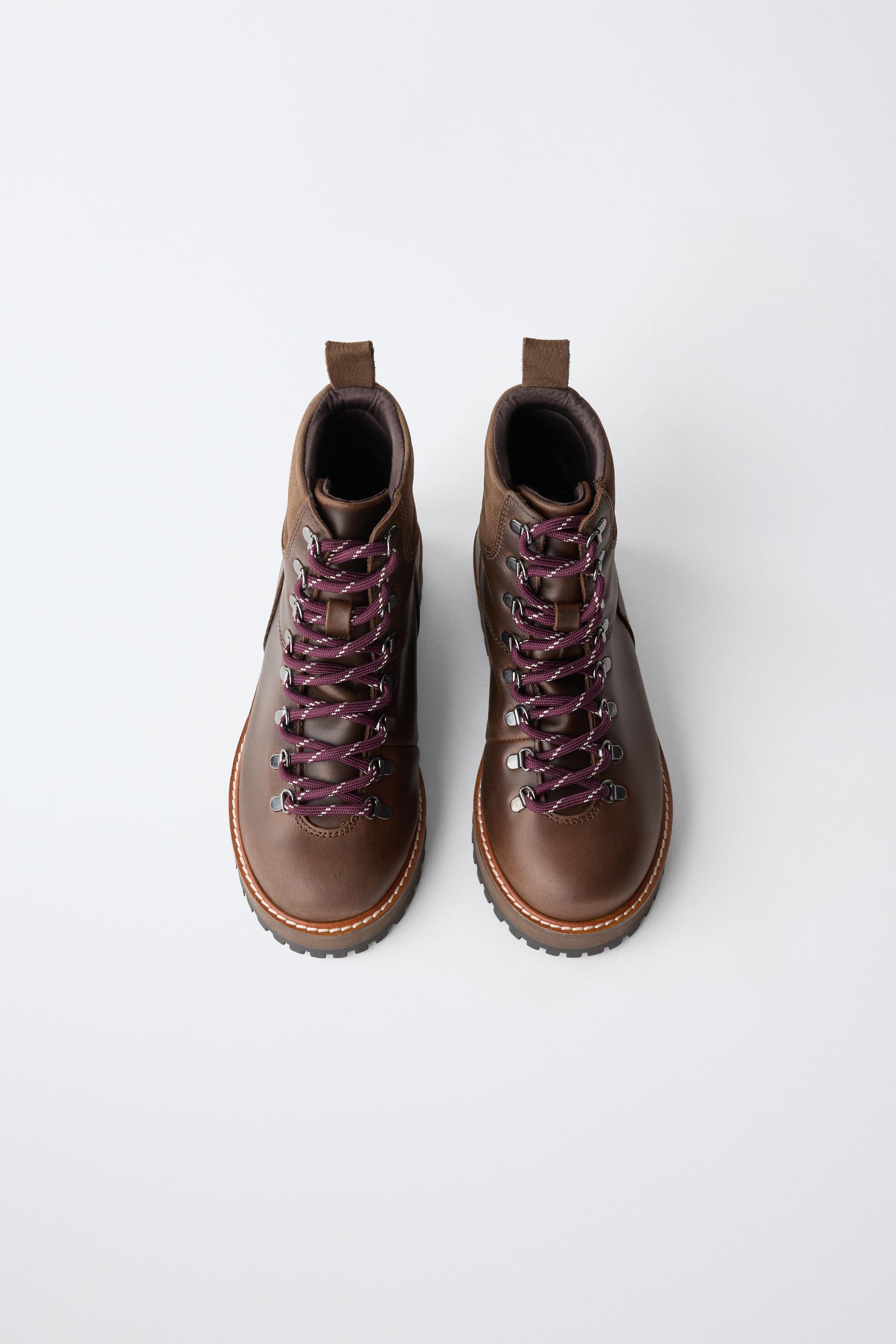 LEATHER LACE-UP ANKLE BOOTS