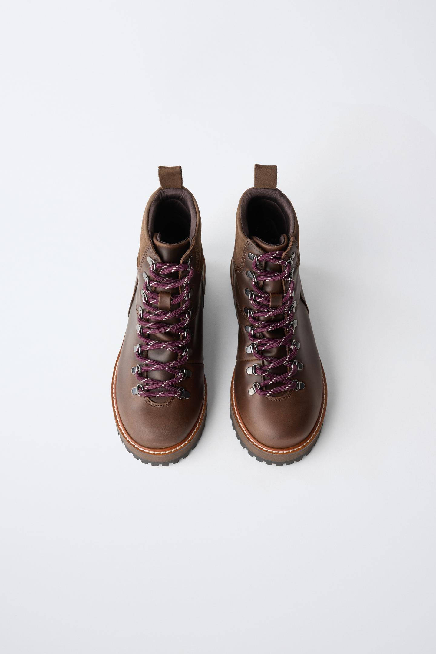 Детские ботинки Zara Leather Lace-Up Ankle, цвет: Коричневый — фото 4