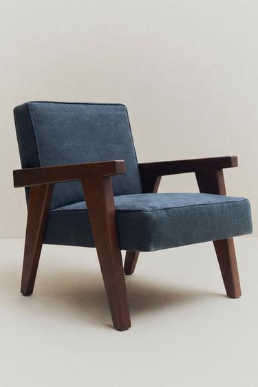 SILLÓN NOGAL TAPIZADO LINO ZARA HOME BY BLASCO - Petróleo de Zara