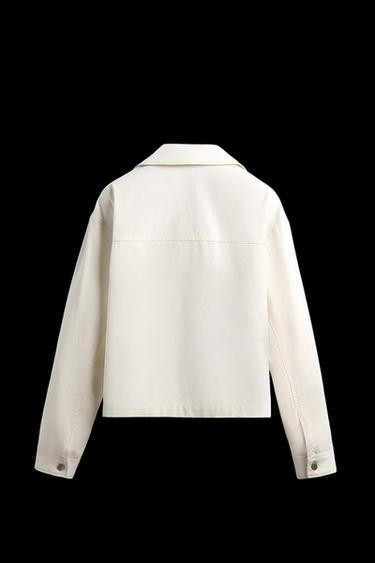 TEXTURED CROPPED FIT OVERSHIRT - Oyster-white by Zara